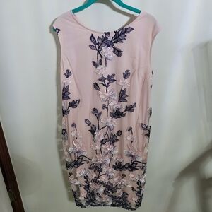 Donna Ricco Pink Floral Embroidered Sheath Dress, Size 12